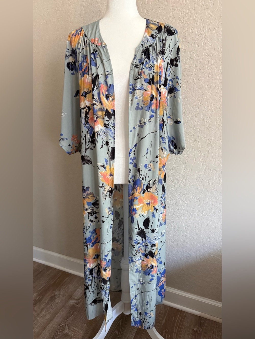 Bluheaven Blue Sage Floral Maxi Kimono Duster Boho Oversized NWOT - Picture 5 of 13